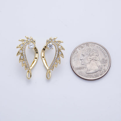 14K Gold Filled 25mm Micro Paved CZ Curved Spiked Hoop Earrings Set | Earrings-00102
