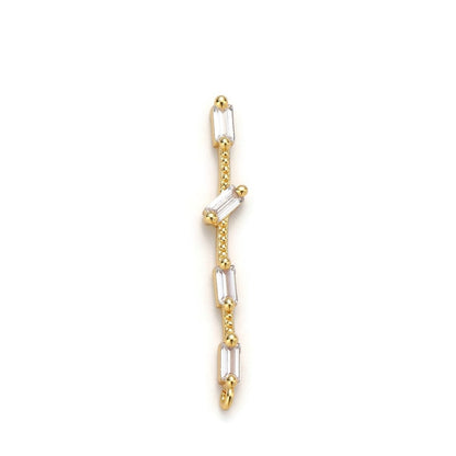 14K Gold Filled 25mm Multiple Clear Baguette Dotted Linear Charm in Gold &amp; Silver | K460 K461
