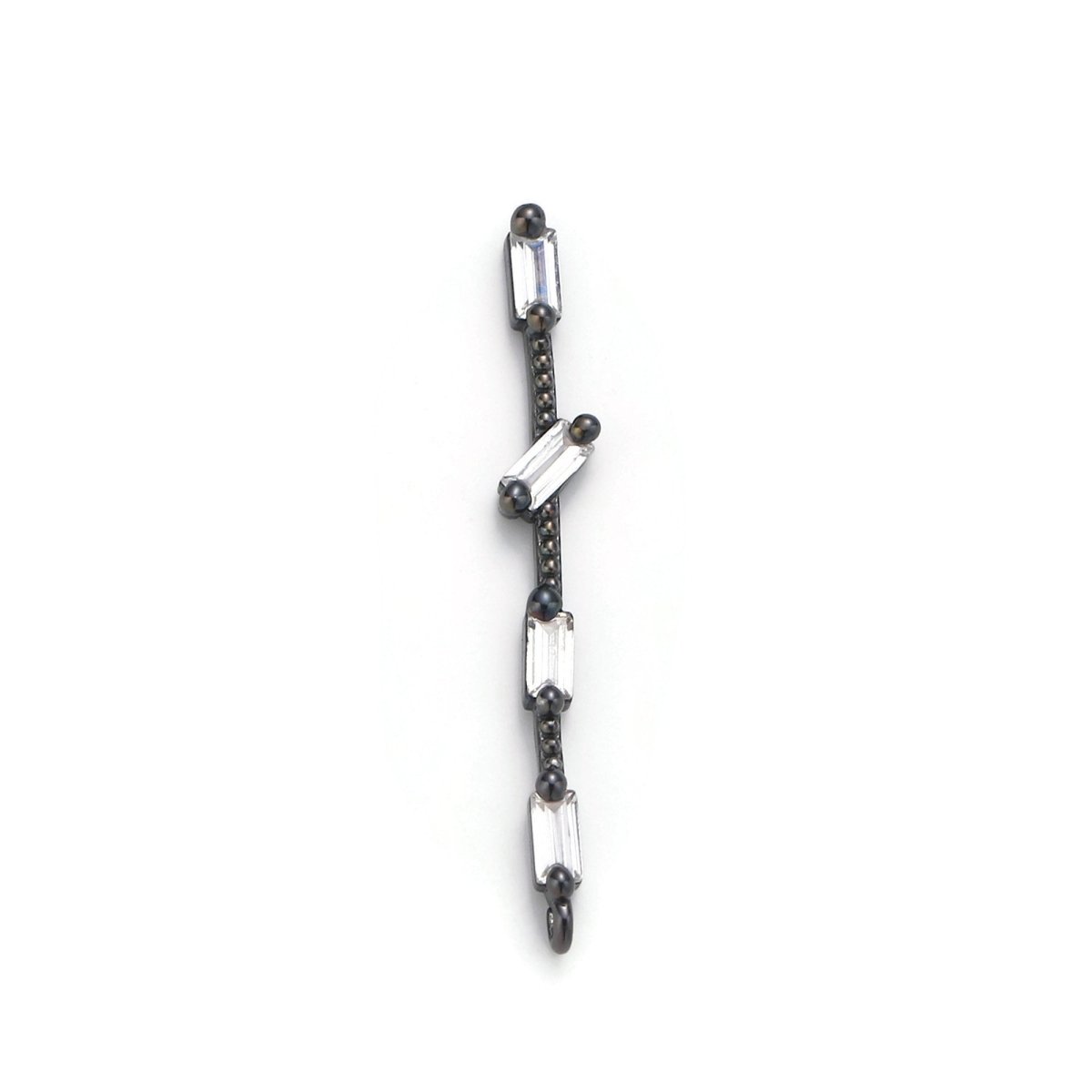 14K Gold Filled 25mm Multiple Clear Baguette Dotted Linear Charm in Gold &amp; Silver | K460 K461