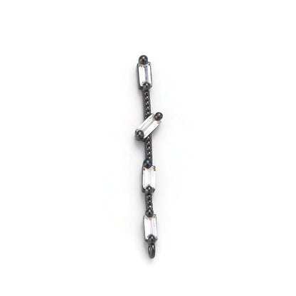 14K Gold Filled 25mm Multiple Clear Baguette Dotted Linear Charm in Gold &amp; Silver | K460 K461