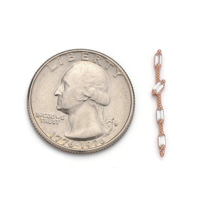 14K Gold Filled 25mm Multiple Clear Baguette Dotted Linear Charm in Gold &amp; Silver | K460 K461