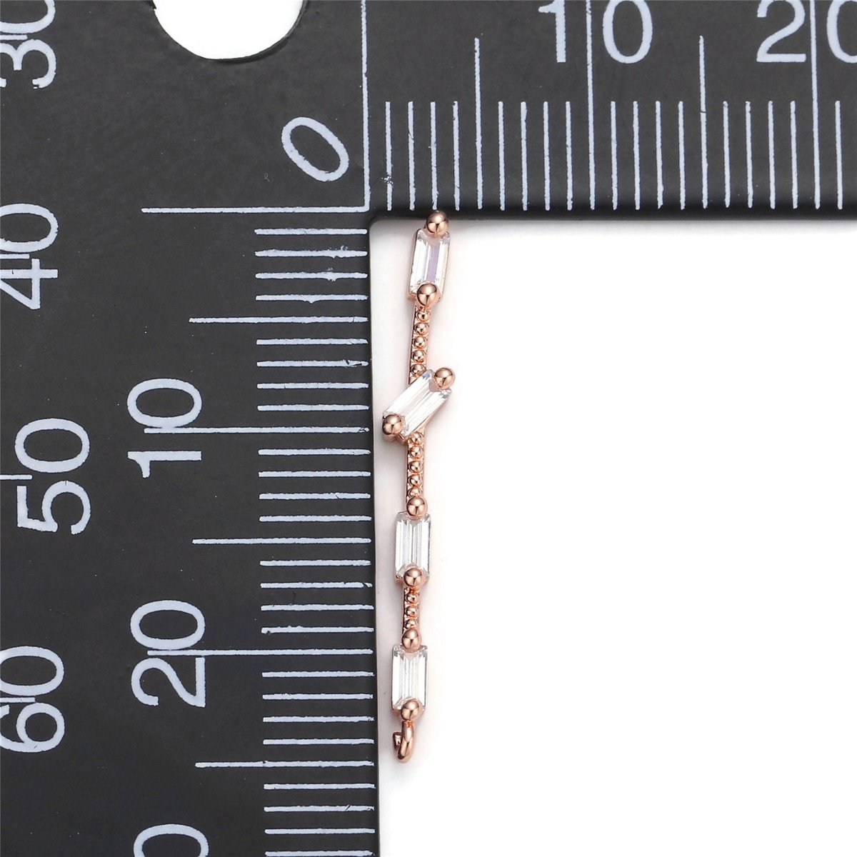 14K Gold Filled 25mm Multiple Clear Baguette Dotted Linear Charm in Gold &amp; Silver | K460 K461