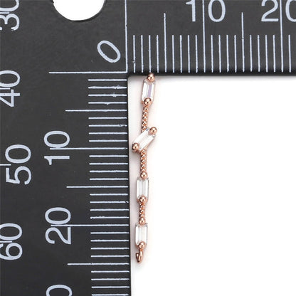 14K Gold Filled 25mm Multiple Clear Baguette Dotted Linear Charm in Gold &amp; Silver | K460 K461