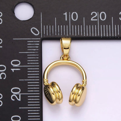14K Gold Filled 25mm Music Headphones Minimalist Pendant | AH119