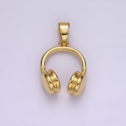 14K Gold Filled 25mm Music Headphones Minimalist Pendant | AH119