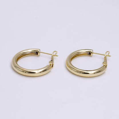 14K Gold Filled 25mm Round Chubby Hinge Hoop Earrings | AE543