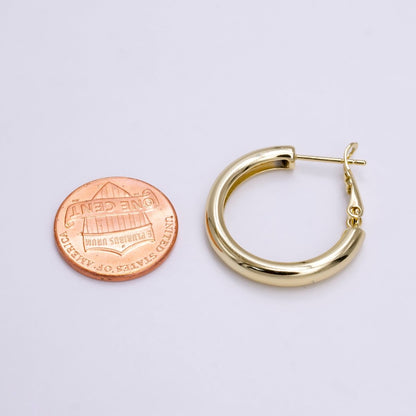 14K Gold Filled 25mm Round Chubby Hinge Hoop Earrings | AE543