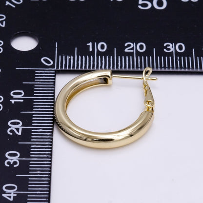 14K Gold Filled 25mm Round Chubby Hinge Hoop Earrings | AE543