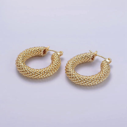 14K Gold Filled 25mm Twisted Rope Band Hoop Earrings | AE660