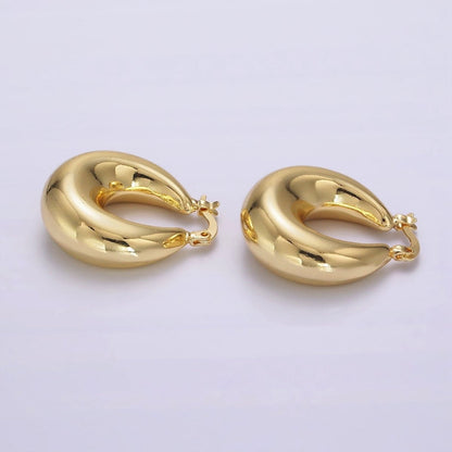 14K Gold Filled 25mm Wide Chubby U-Curved Latch Hoop Earrings | AE356