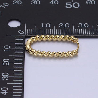 14K Gold Filled 27.5mm Twisted Croissant Oblong U-Shaped Hoop Earrings | AD1278