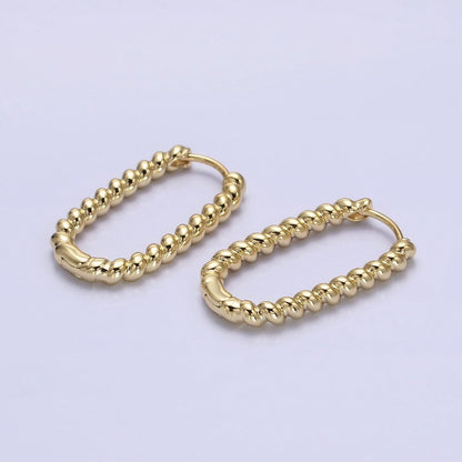 14K Gold Filled 27.5mm Twisted Croissant Oblong U-Shaped Hoop Earrings | AD1278