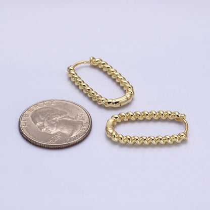 14K Gold Filled 27.5mm Twisted Croissant Oblong U-Shaped Hoop Earrings | AD1278