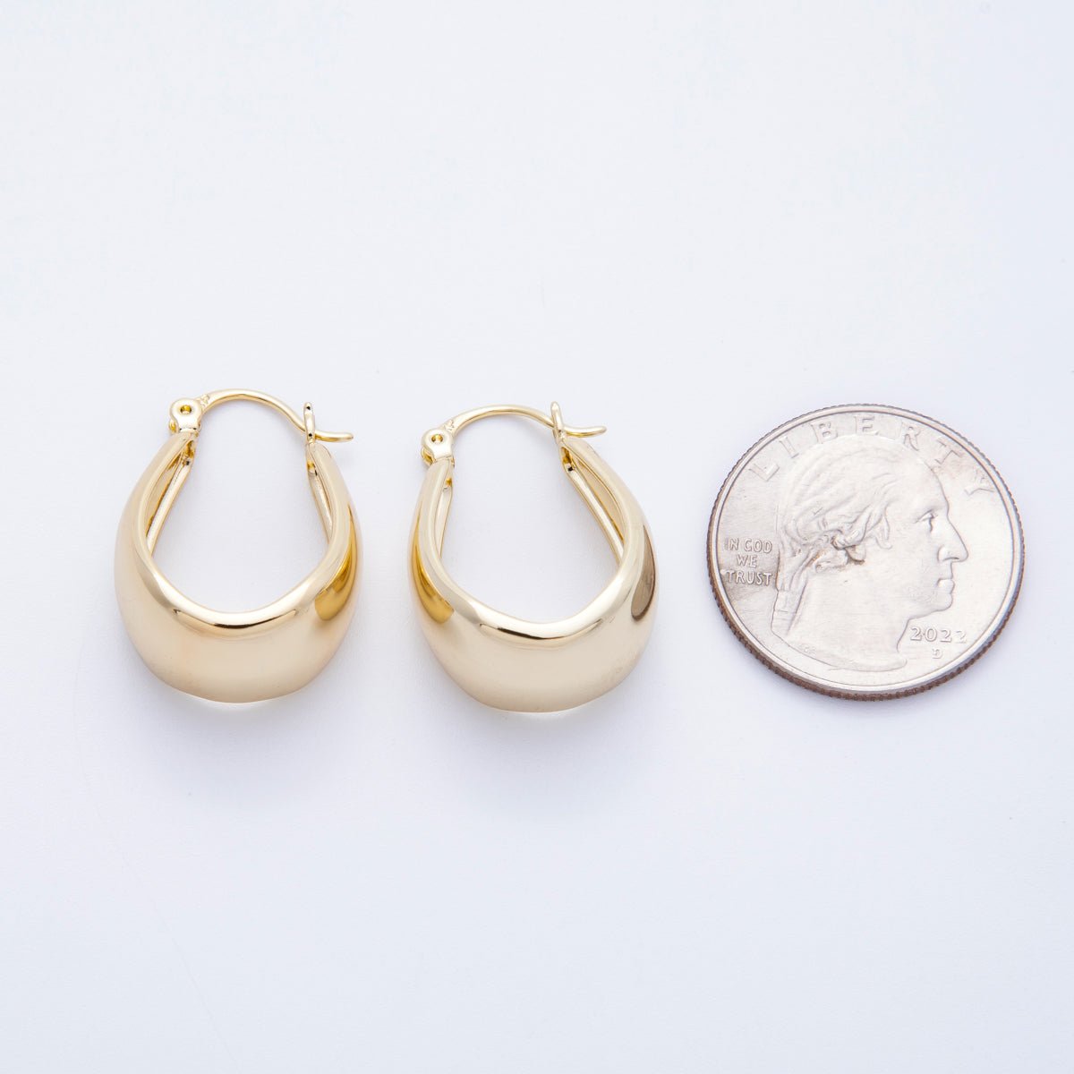 14K Gold Filled 27mm Minimalist Wide U-Shaped Dome Latch Hoop | Earrings-00188