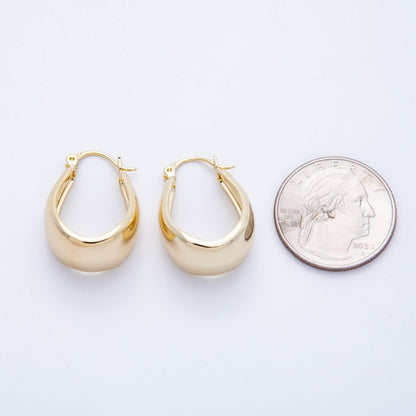 14K Gold Filled 27mm Minimalist Wide U-Shaped Dome Latch Hoop | Earrings-00188