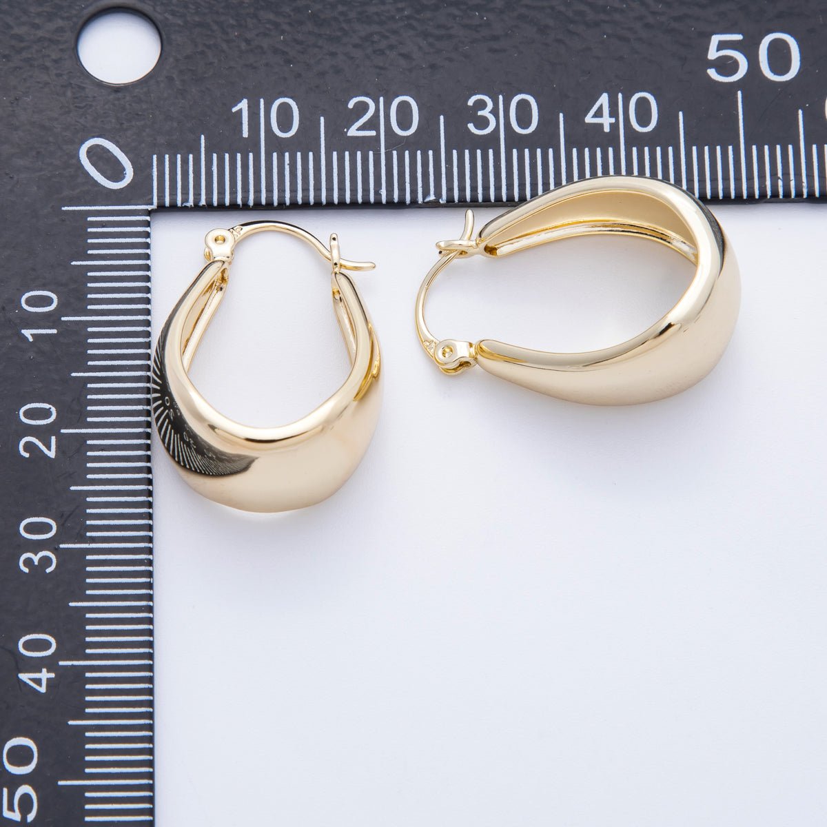 14K Gold Filled 27mm Minimalist Wide U-Shaped Dome Latch Hoop | Earrings-00188