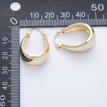 14K Gold Filled 27mm Minimalist Wide U-Shaped Dome Latch Hoop | Earrings-00188