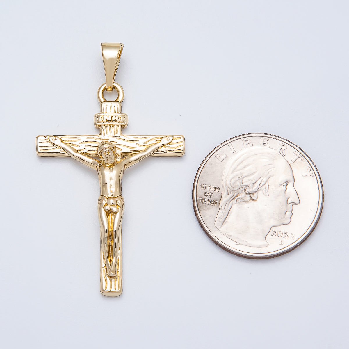 14K Gold Filled 28mm Minimalist Crucifix Cross Religious Pendant | Charms-00521