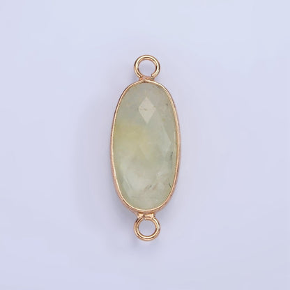 14K Gold Filled 29.2mm Natural Gemstone Oval Multifaceted Charm Connector | G014 - G022