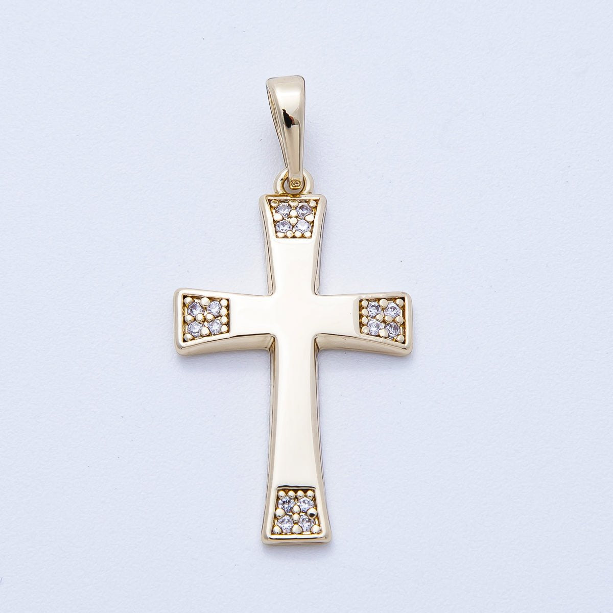 14K Gold Filled 29mm Micro Paved CZ Passion Cross Pendant | Charms-00352