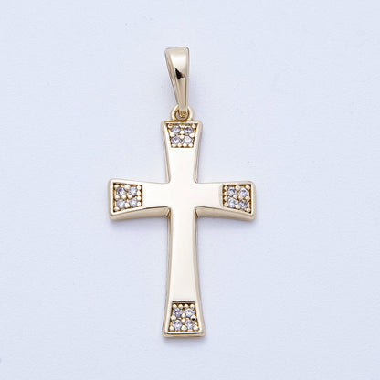 14K Gold Filled 29mm Micro Paved CZ Passion Cross Pendant | Charms-00352