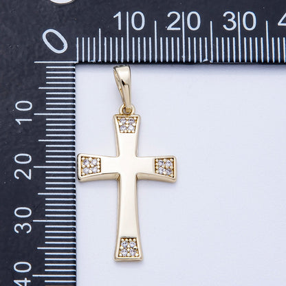 14K Gold Filled 29mm Micro Paved CZ Passion Cross Pendant | Charms-00352