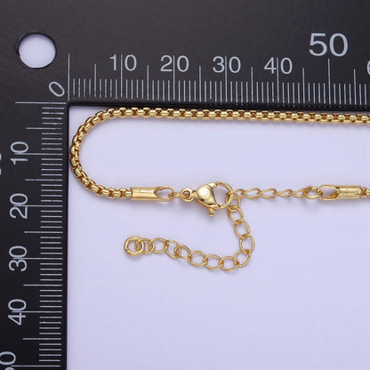 14K Gold Filled 2mm Box Chain 17.5 Inch Necklace w. Extender | WA-2434