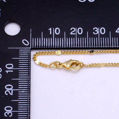 14K Gold Filled 2mm Sunburst Link Curb Chain 19.5 Inch Necklace | WA-2435