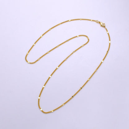 14K Gold Filled 2mm Sunburst Link Curb Chain 19.5 Inch Necklace | WA-2435