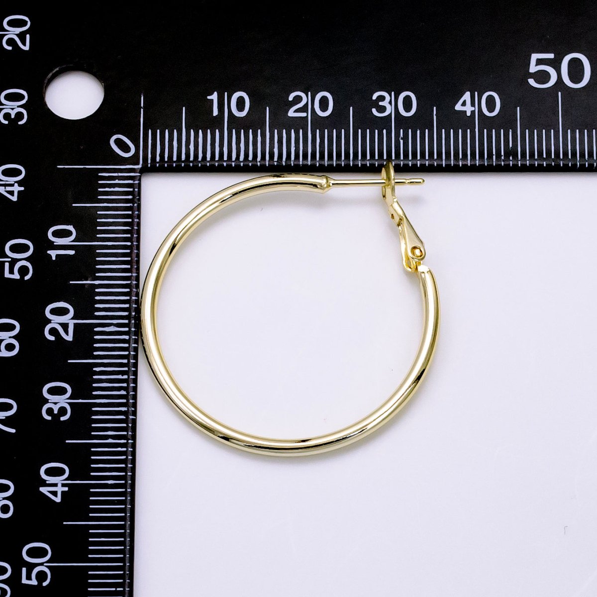14K Gold Filled 30mm, 35mm Minimalist Hinge Hoop Earrings | V076 V077
