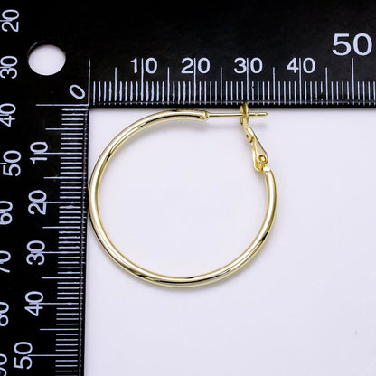 14K Gold Filled 30mm, 35mm Minimalist Hinge Hoop Earrings | V076 V077