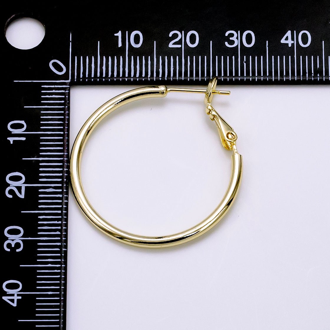 14K Gold Filled 30mm, 35mm Minimalist Hinge Hoop Earrings | V076 V077