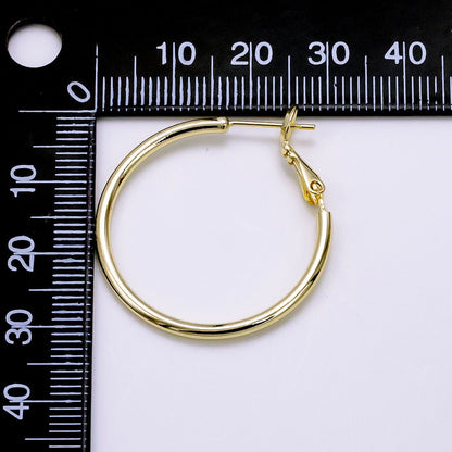 14K Gold Filled 30mm, 35mm Minimalist Hinge Hoop Earrings | V076 V077