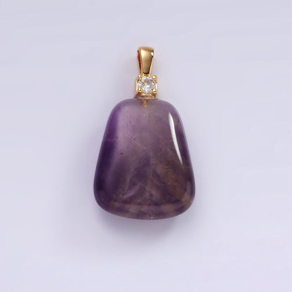 14K Gold Filled 30mm Aventurine, Clear Quartz, Amethyst, Rose Quartz CZ Bail Pendant | N2019 - N2025