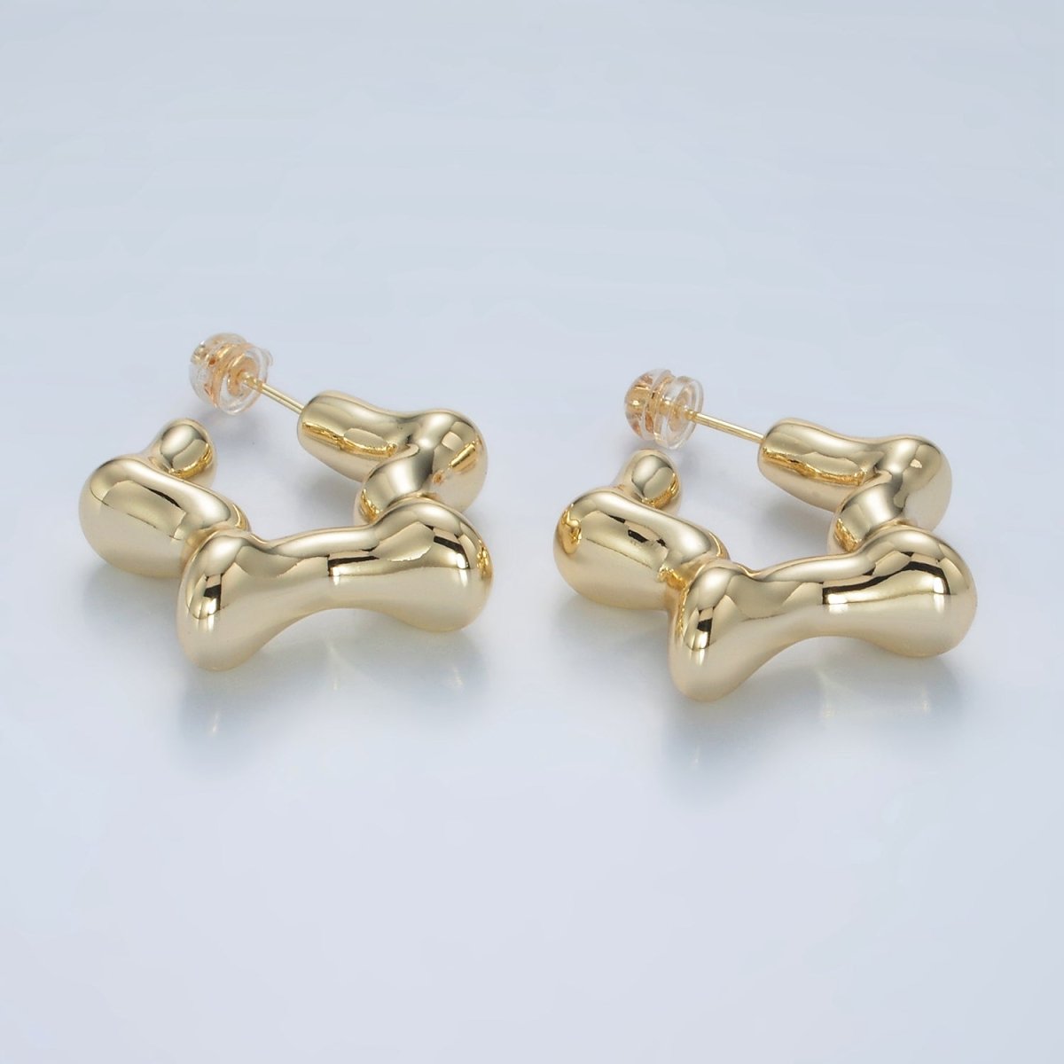 30mm Celestial Star C-Shaped Hoop Earrings in Gold &amp; Silver | AD684 AD685
