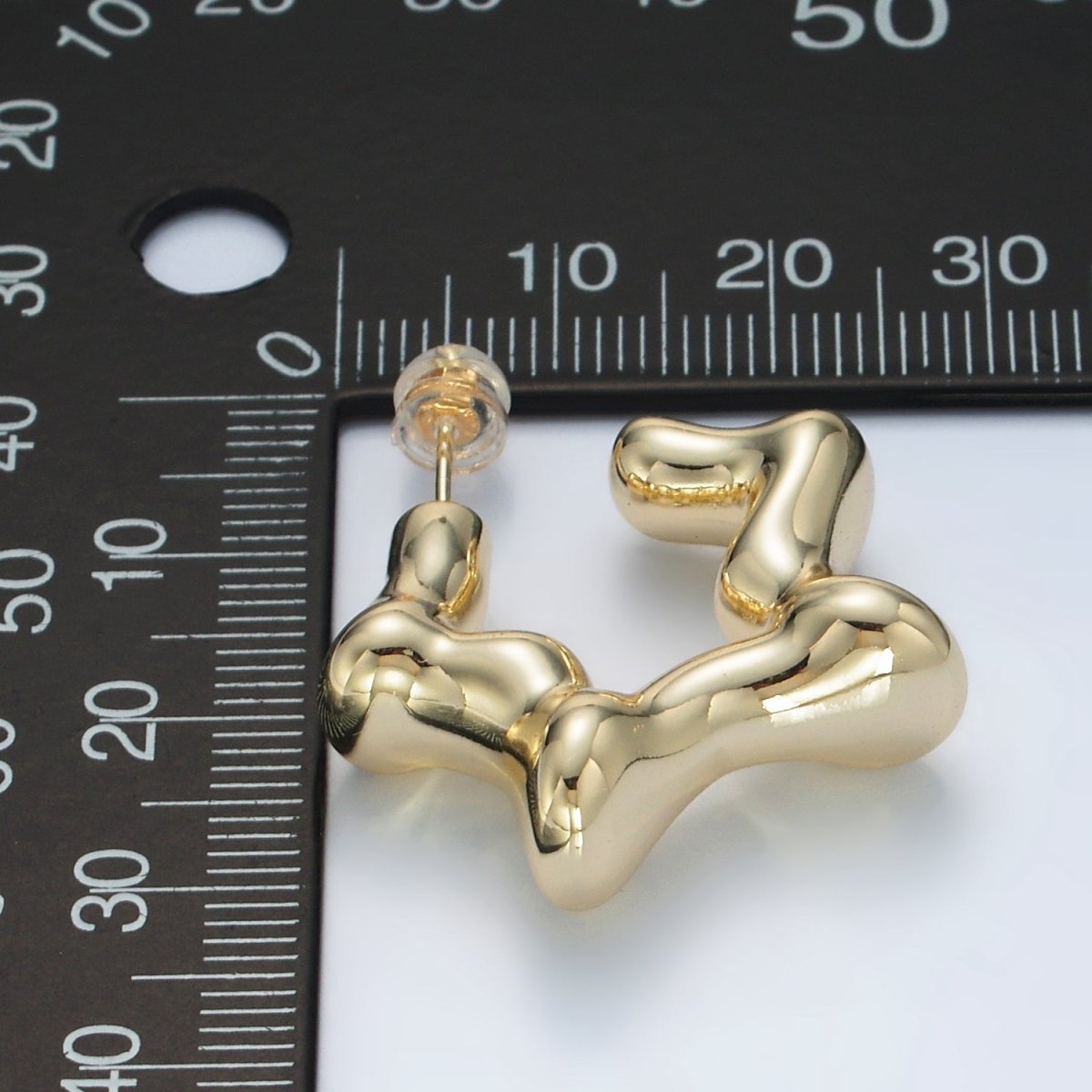 30mm Celestial Star C-Shaped Hoop Earrings in Gold &amp; Silver | AD684 AD685