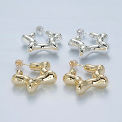 30mm Celestial Star C-Shaped Hoop Earrings in Gold &amp; Silver | AD684 AD685
