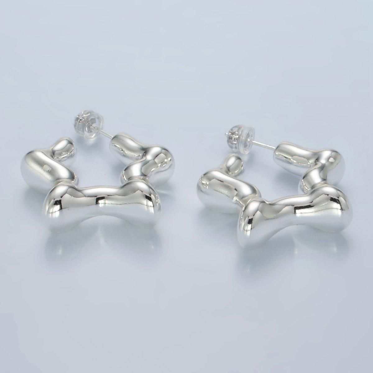 30mm Celestial Star C-Shaped Hoop Earrings in Gold &amp; Silver | AD684 AD685