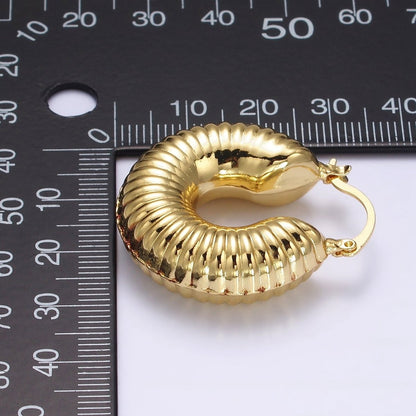 14K Gold Filled 30mm Chubby Croissant Hoop Latch Earrings in Gold &amp; Silver | AE092 AE093