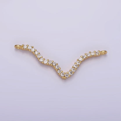 14K Gold Filled 30mm Clear Micro Paved CZ Abstract Lined Connector | G115