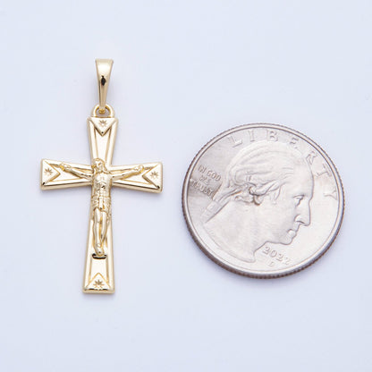 14K Gold Filled 30mm Crucifix Star Passion Cross Religious Pendant | Charms-00214
