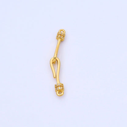 14K Gold Filled 30mm Hook Loop Micro Paved CZ Connector Jewelry Findings Supply | Z660