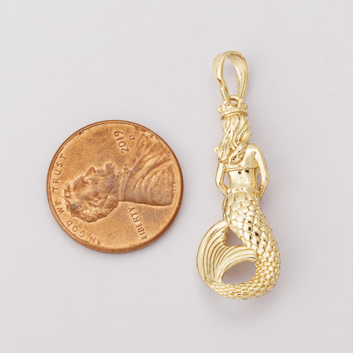 14K Gold Filled 30mm Mermaid Sea Multidimensional 3D Pendant | I00004