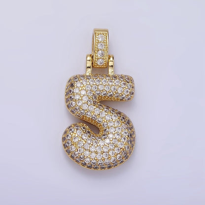 14K Gold Filled 30mm Micro Paved Balloon Bubble Number Pendant | AA1321 - AA1325