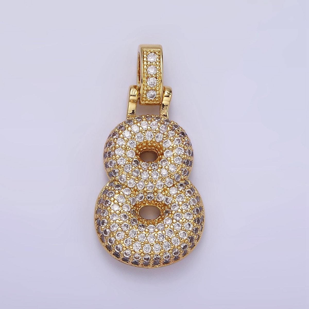 14K Gold Filled 30mm Micro Paved Balloon Bubble Number Pendant | AA1321 - AA1325