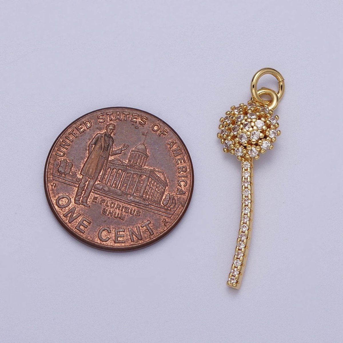14K Gold Filled 30mm Micro Paved CZ Wish Dandelion Flower Charm | E399