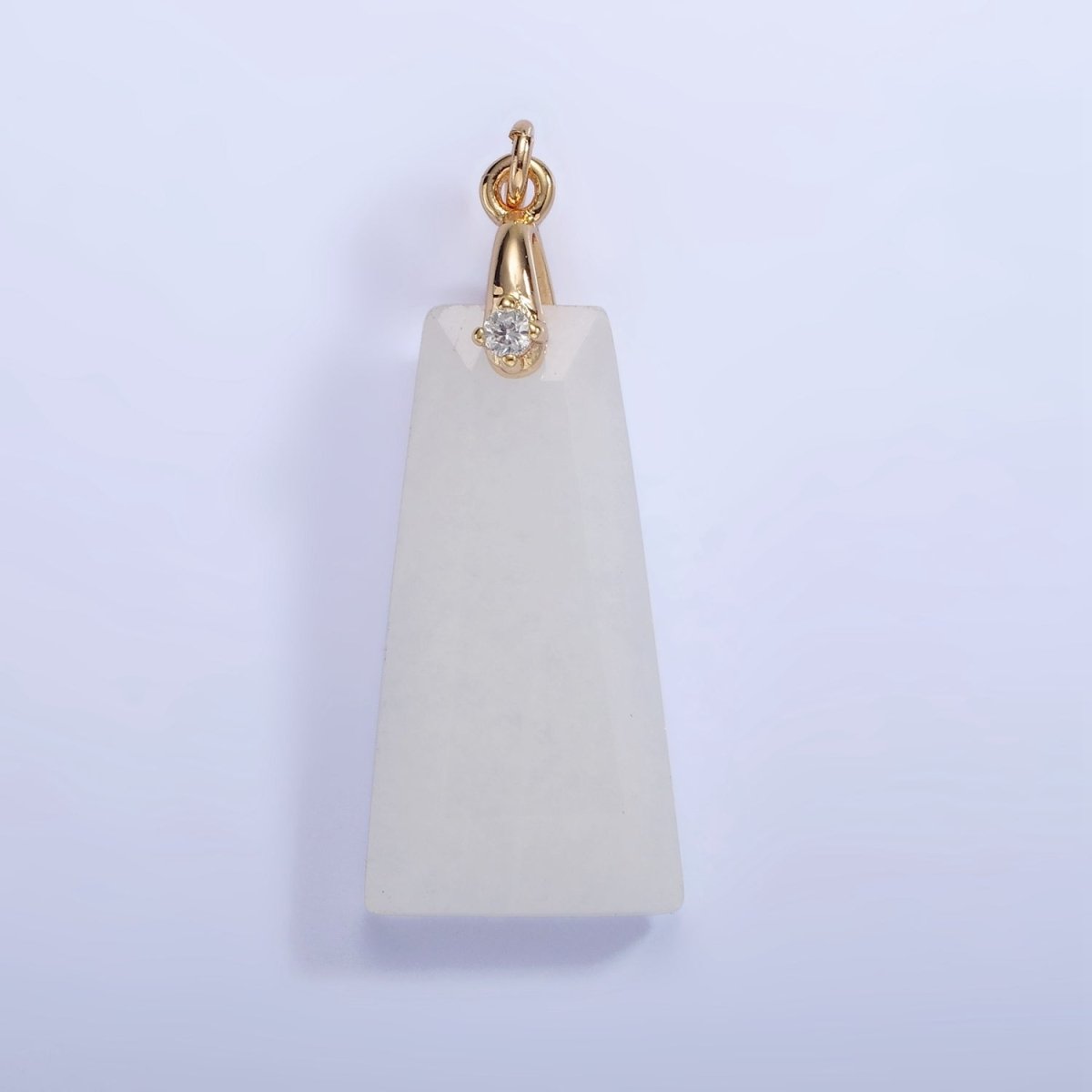 14K Gold Filled 30mm Natural Gemstone Triangle CZ Bail Pendant | AG324 - AG332