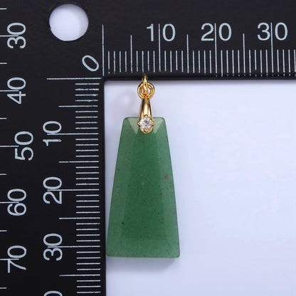 14K Gold Filled 30mm Natural Gemstone Triangle CZ Bail Pendant | AG324 - AG332