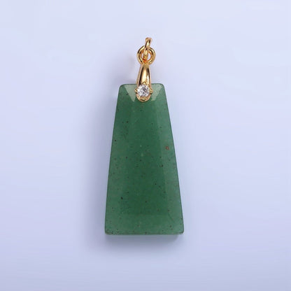 14K Gold Filled 30mm Natural Gemstone Triangle CZ Bail Pendant | AG324 - AG332