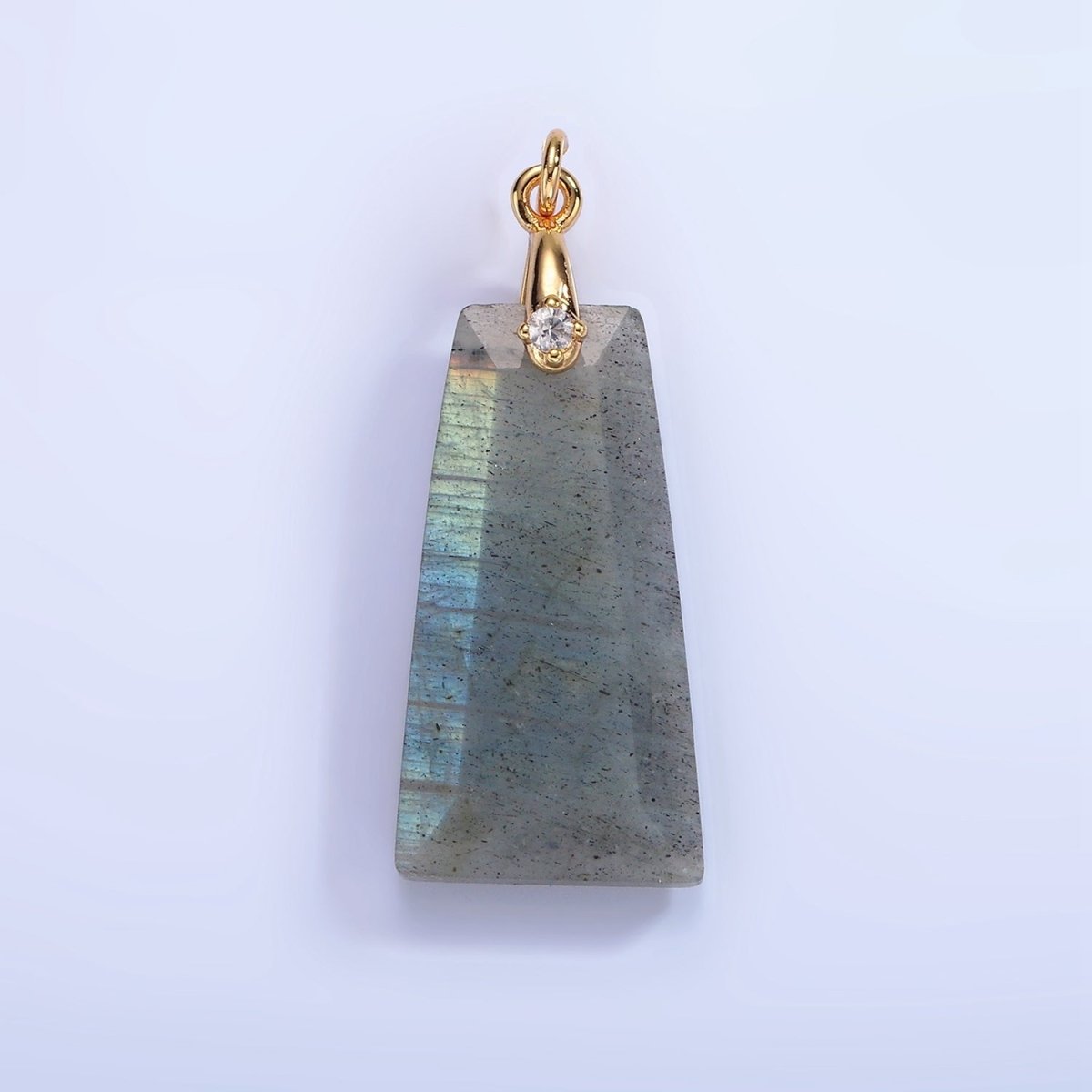 14K Gold Filled 30mm Natural Gemstone Triangle CZ Bail Pendant | AG324 - AG332